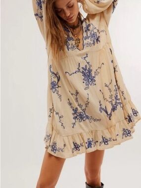 Free People Free People Estella Embroidered Mini Dress Small